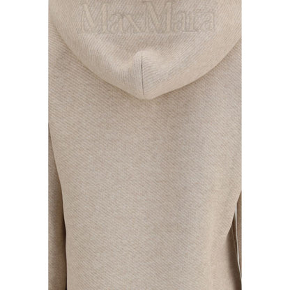 Sweatshirt Hoodie by Max Mara Pure for women in cotton polyester beige & signature features a slouchy chic silhouette, detailed with a slouchy chic and a signature for an elevated aesthetic.
