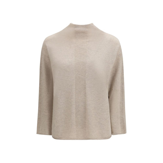 Sweater by Max Mara Pure for women in cashmere beige features an tactile silhouette, showcasing a sophisticated turtle neckline and tactile for a refined finish.