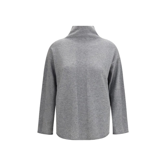 Sweater by Max Mara Pure for women in cashmere gray showcases a sumptuous silhouette, artfully finished with a sumptuous turtle neckline and for a sophisticated, sumptuous look.