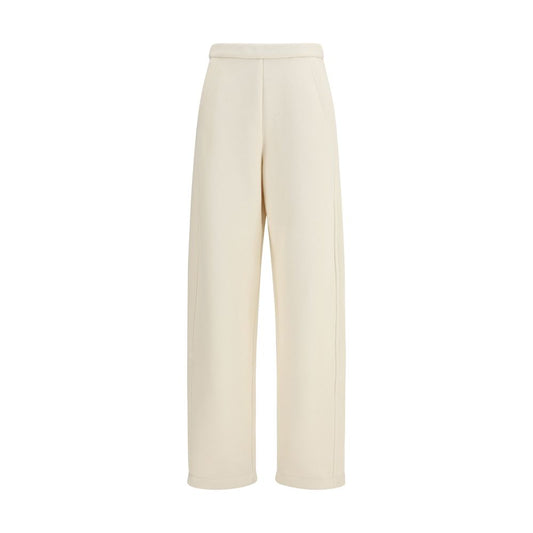 Trousers by Max Mara Pure for women in cotton polyester beige features an sartorial silhouette, showcasing a precise relaxed-fit, regular-fit & wide and long with a sartorial for a refined look.