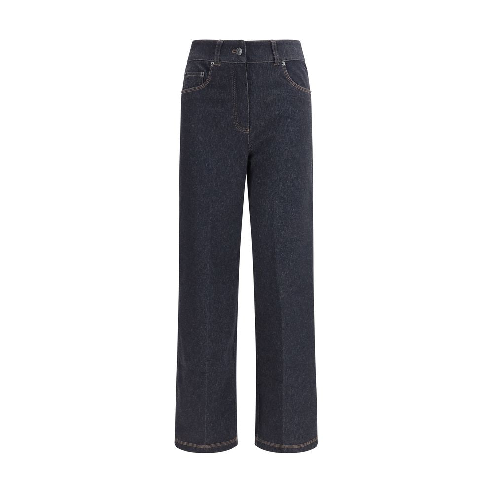 Max Mara Pure Blue Cotton Cropped Jeans
