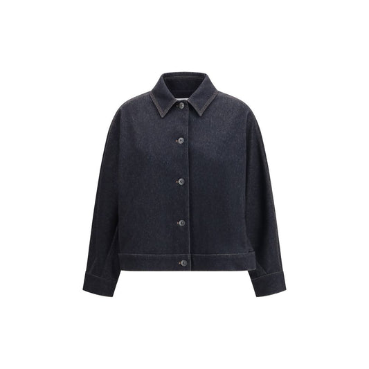 Trucker Jacket by Max Mara Pure for women in stretch denim cotton polyester blue & print features an contemporary silhouette, showcasing a sophisticated and contemporary pockets for a truly refined look.