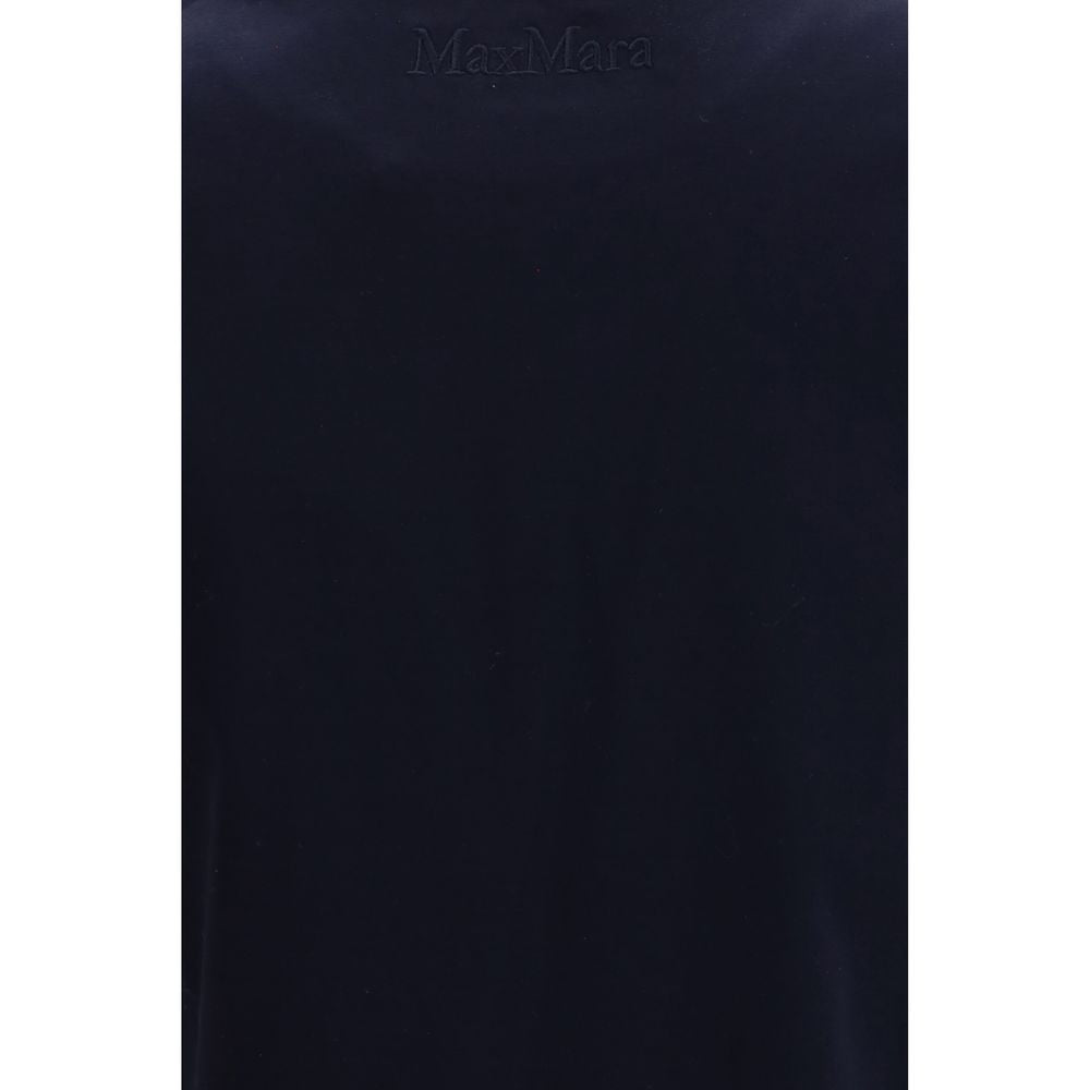 T-Shirt by Max Mara Pure for women in cotton blue showcases a fashionable silhouette, elegantly detailed with a fashionable and crew neckline for a sophisticated, high-fashion look.