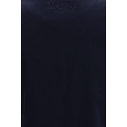 T-Shirt by Max Mara Pure for women in cotton blue showcases a fashionable silhouette, elegantly detailed with a fashionable and crew neckline for a sophisticated, high-fashion look.