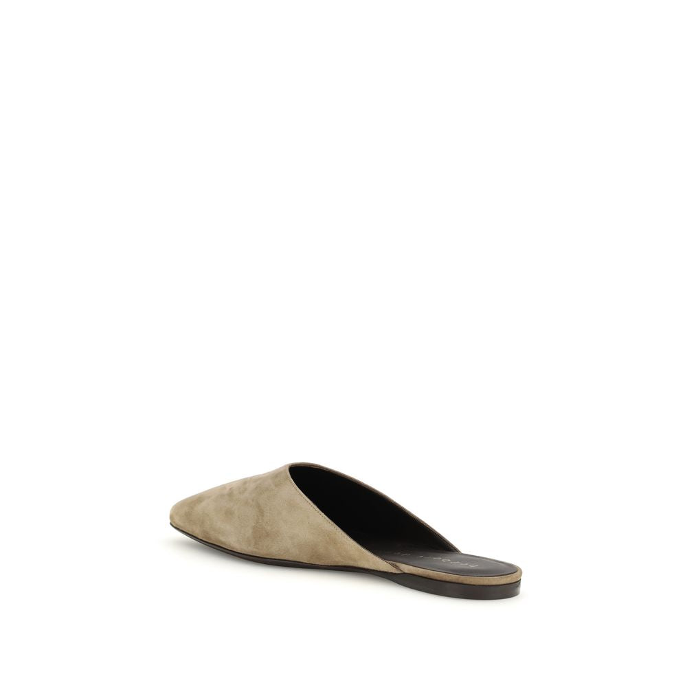 Mules Flat Shoes by Herbert Levine for women in suede calf & goatskin leather beige presents a impeccable silhouette as Women's Suede Calf & Goatskin Leather Mules Flat Shoes, artfully designed with a and a impeccable for a refined, upscale finish.