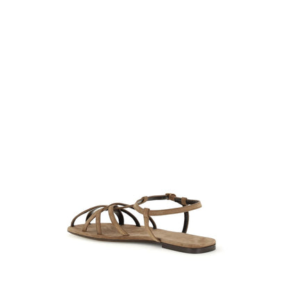 Flat Cage Sandals by Herbert Levine for women in bos taurus calf suede leather brown features an statuesque Women's Bos Taurus Calf Suede Leather Flat Cage Sandals silhouette with a refined flat and elegant .