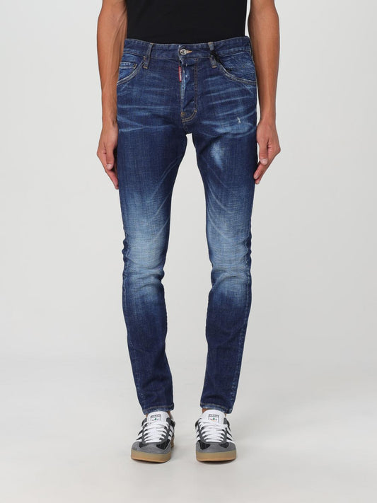 Jeans by Dsquared² for men in denim cotton blue features a refined silhouette with a refined skinny, regular-fit & slim, defined by a and a refined long for a refined finish.