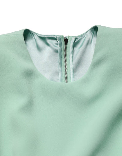 Dolce & Gabbana Women's Gown Sheath Cocktail Long-Sleeve Silk Viscose & Calf Leather Long Dress - Green