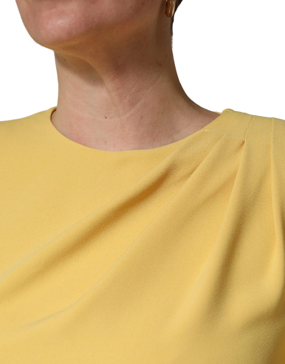 Dolce & Gabbana Women's Sheath Cocktail Long-Sleeve Calf Leather Cotton & Silk Midi Dress - Yellow