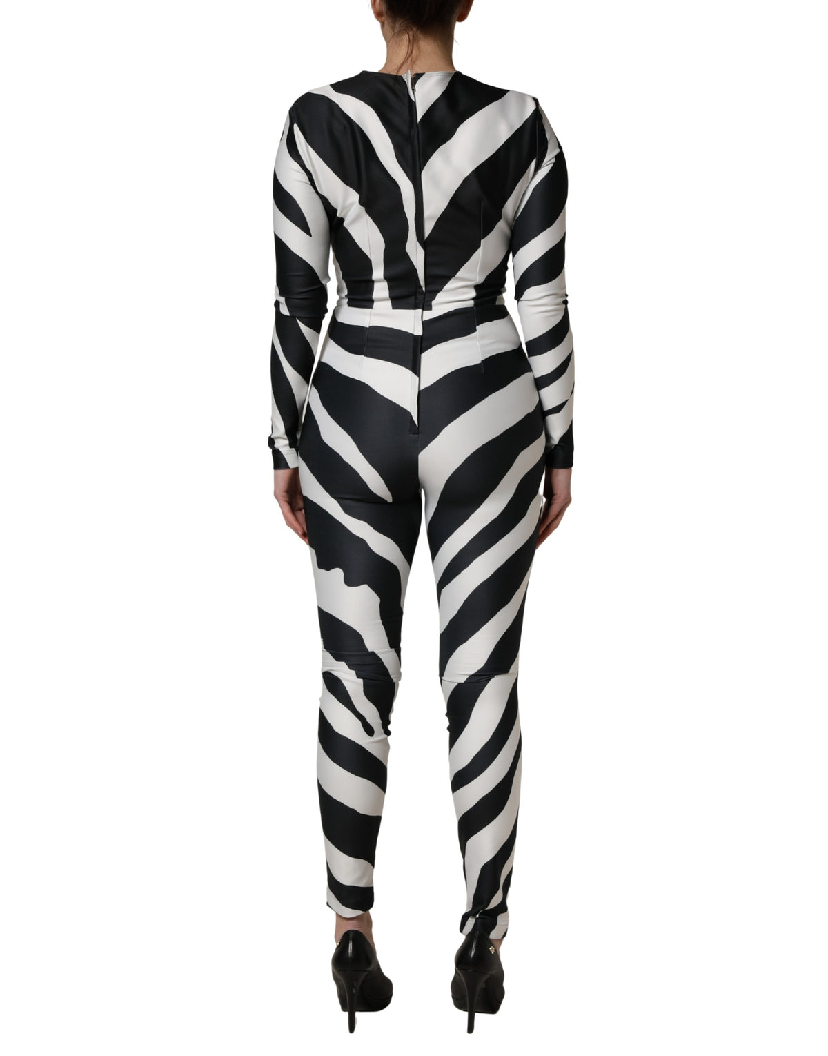 Dolce & Gabbana Play Women's Stretch Polyester One-Piece - Black White Zebra Patterned Print