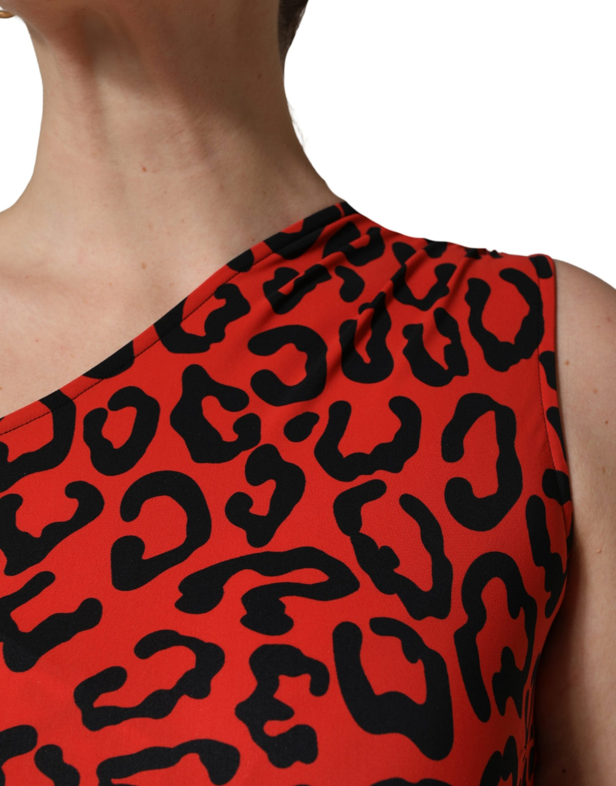 Dolce & Gabbana Play Women's Stretch Nylon One-Piece - Black Red Leopard Print Patterned Print