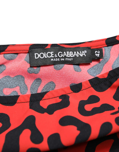 Dolce & Gabbana Play Women's Stretch Nylon One-Piece - Black Red Leopard Print Patterned Print