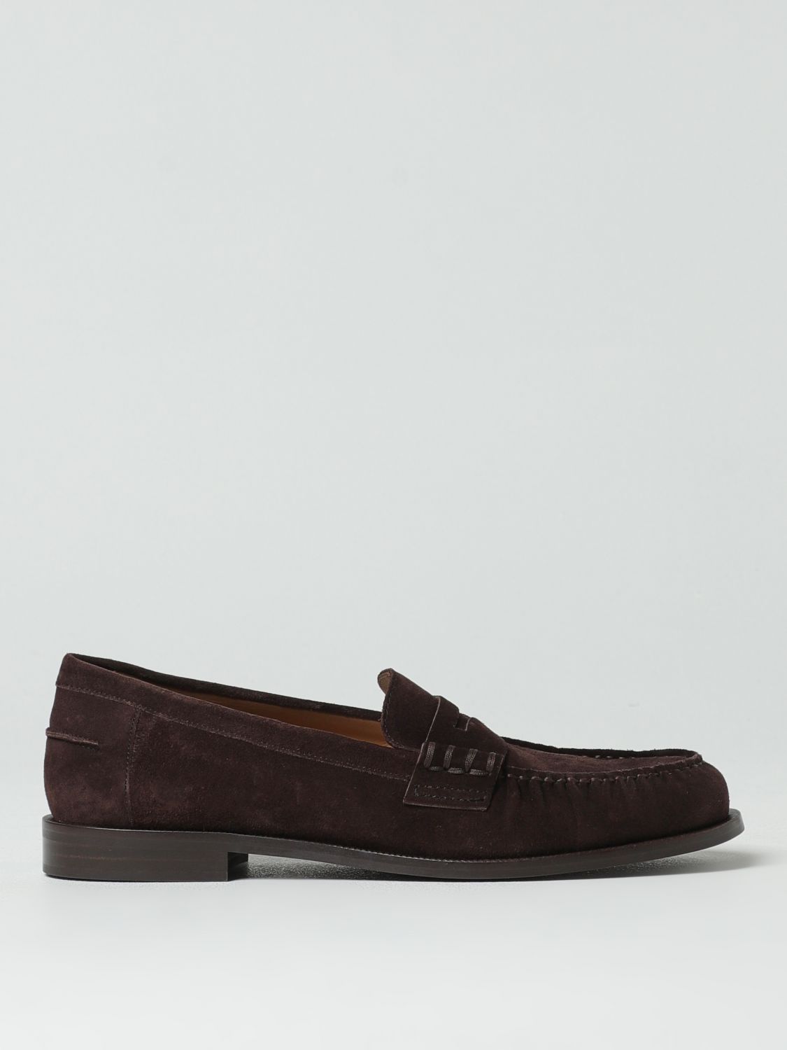 Loafer Slip-On Shoes by Emporio Armani for men in suede leather brown showcases a resplendent Men's Suede Leather Loafer Slip-On Shoes aesthetic, defined by its resplendent and elegant .