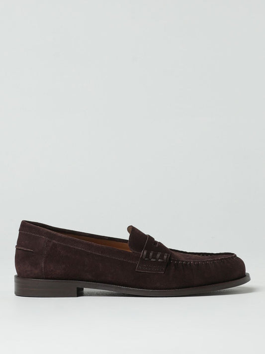 Loafer Slip-On Shoes by Emporio Armani for men in suede leather brown showcases a resplendent Men's Suede Leather Loafer Slip-On Shoes aesthetic, defined by its resplendent and elegant .