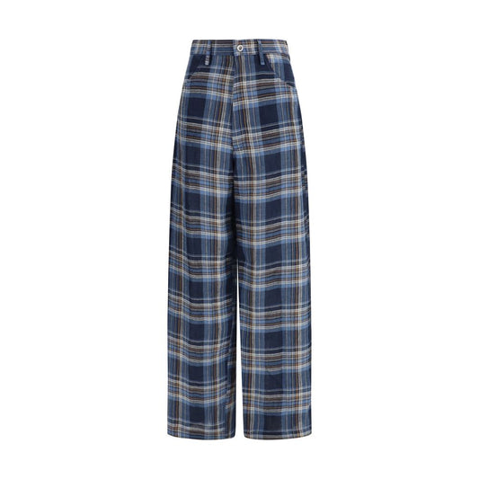 Casual Pants by MARBELL for women in linen blue features a polished silhouette with a polished regular-fit, reaching a polished long and finished with a polished .