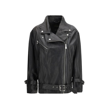 Jacket by PINKO for women in sheep leather black showcases a enveloping silhouette, artfully detailed with a enveloping and premium pockets for a truly enveloping finish.