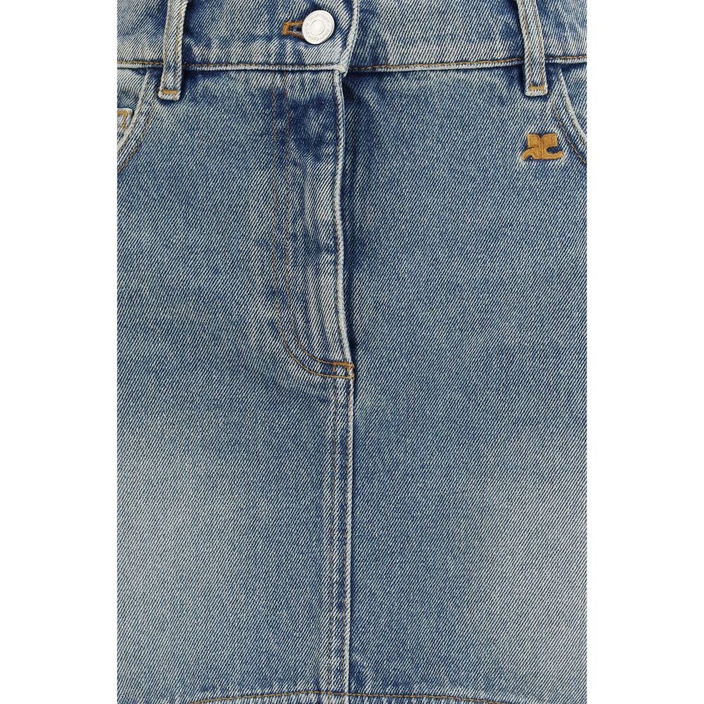 Skirt by Courrèges for women in acetate & cotton denim blue features a sublime silhouette, showcasing the sublime design of the Women's Circle Denim Asymmetrical Acetate & Cotton Long Skirt in a sophisticated long.