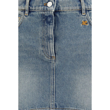 Skirt by Courrèges for women in acetate & cotton denim blue features a sublime silhouette, showcasing the sublime design of the Women's Circle Denim Asymmetrical Acetate & Cotton Long Skirt in a sophisticated long.