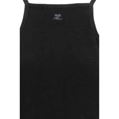 Dress by Courrèges for women in polyamide viscose black presents a sinuous silhouette, showcasing a sophisticated and detailed with a sinuous short mini for a refined finish.