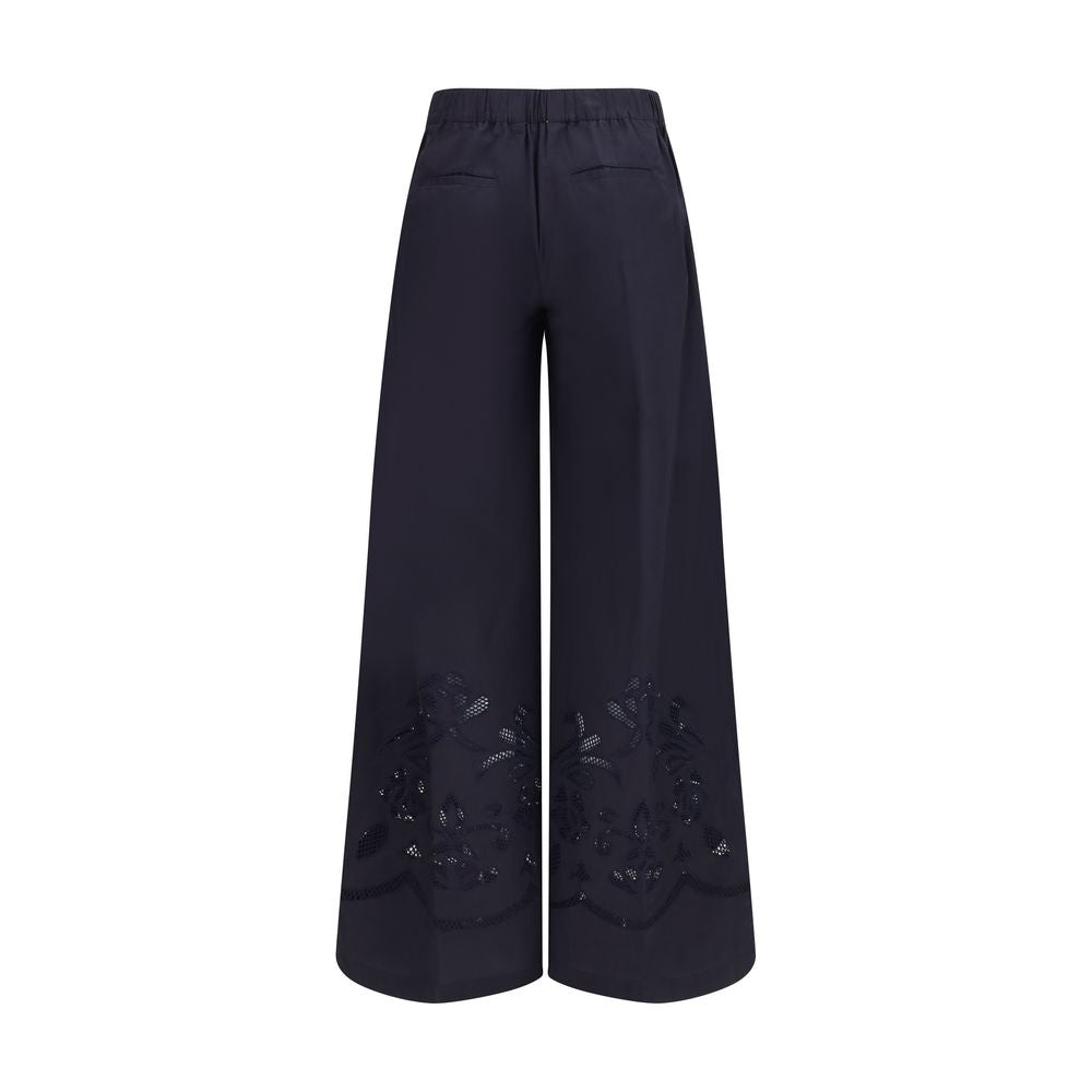 Casual Pants by Forte_Forte for women in cotton & silk blue & floral features an sophisticated and regular-fit & wide with a precise long, creating a sophisticated and sophisticated silhouette.