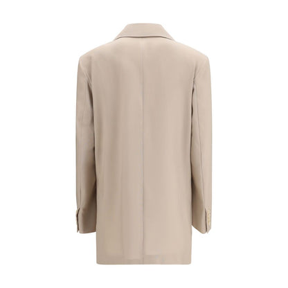 Blazer by Max Mara for women in mohair wool & silk beige showcases a discerning silhouette, elegantly detailed with a sophisticated and premium for a truly discerning finish.