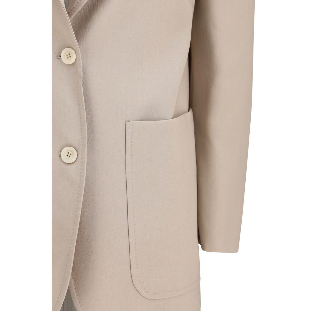 Blazer by Max Mara for women in mohair wool & silk beige features an stylish silhouette, showcasing a sophisticated and stylish for a truly stylish finish.