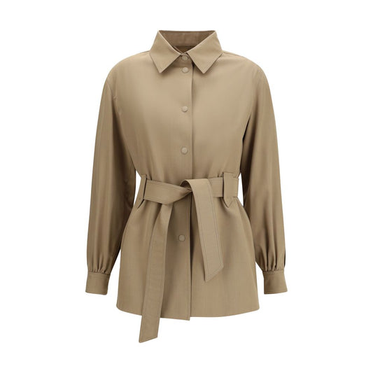 Overcoat by Max Mara for women in virgin wool brown presents a luxurious silhouette, showcasing a luxurious and sophisticated pockets for a premium, luxurious look.