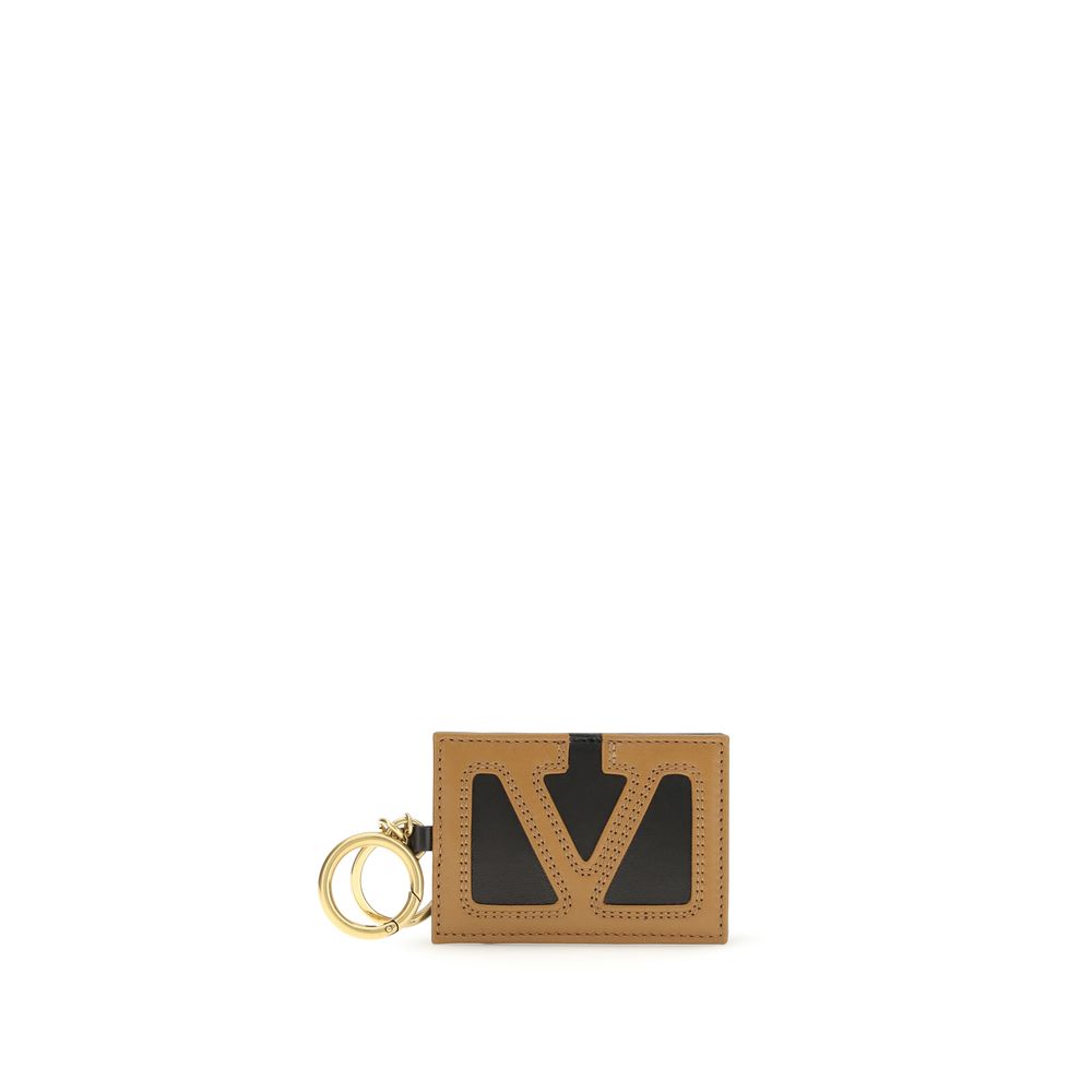 Keychain by Valentino Garavani for men in bos taurus calf nappa leather gold, multicolor & signature showcases a sleek silhouette, detailed with a and finished with .