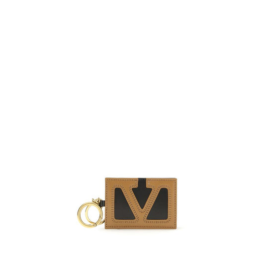 Keychain by Valentino Garavani for men in bos taurus calf nappa leather gold, multicolor & signature showcases a sleek silhouette, detailed with a and finished with .