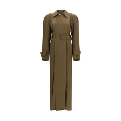 Trench Coat by Petar Petrov for women in silk bicolour features an dramatic silhouette, perfectly showcasing the elegant and sophisticated pockets & insulated for a truly dramatic aesthetic.