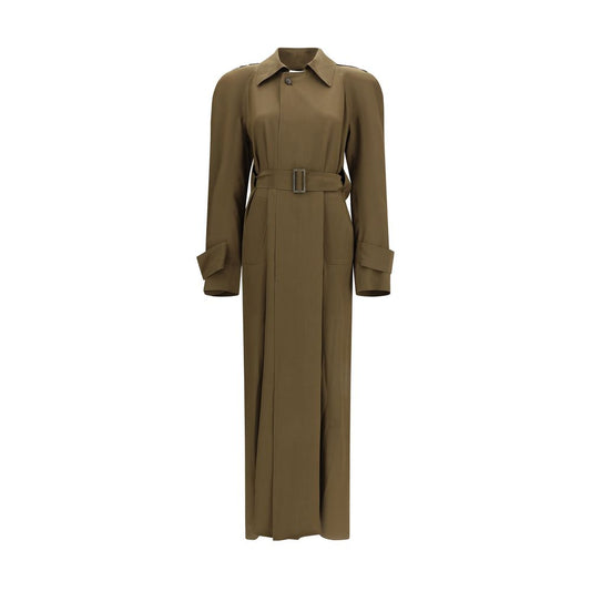 Trench Coat by Petar Petrov for women in silk bicolour features an dramatic silhouette, perfectly showcasing the elegant and sophisticated pockets & insulated for a truly dramatic aesthetic.