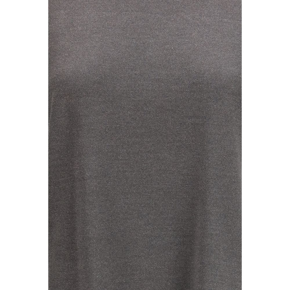 T-Shirt by Brunello Cucinelli for women in silk cashmere polyester & nylon gray showcases a unassuming silhouette, artfully detailed with a refined and unassuming for a sophisticated, contemporary look.