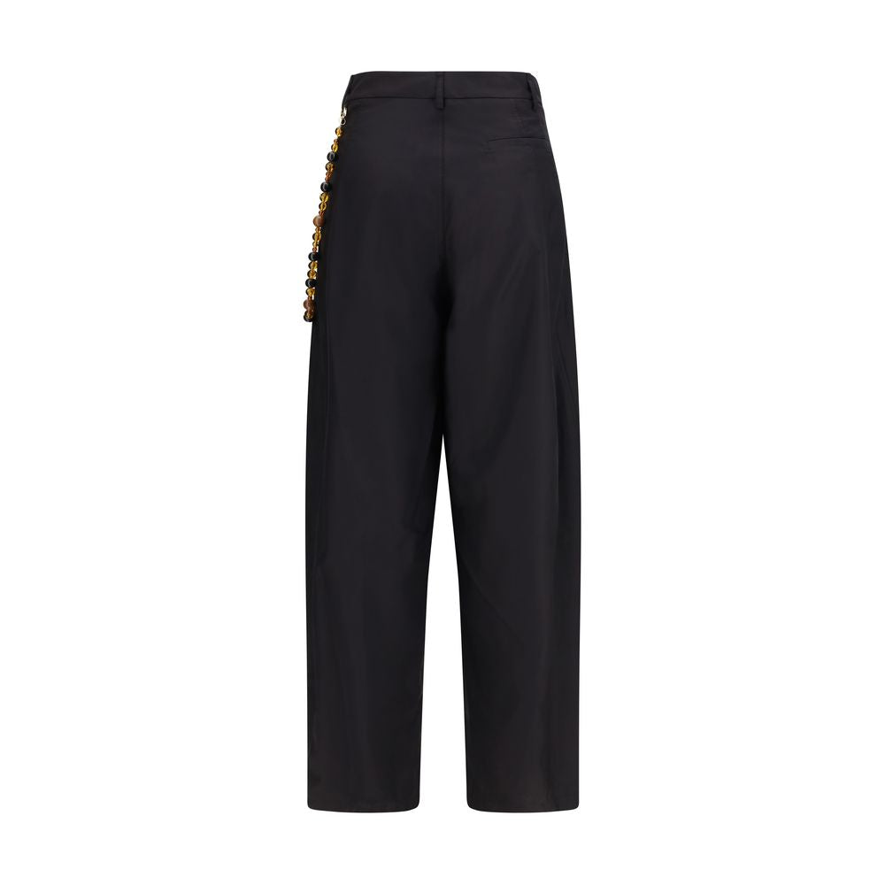 Casual Pants by Darkpark for women in cotton black features a polished silhouette with a polished straight-leg & regular-fit, reaching a polished long and finished with a polished high rise.