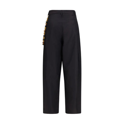 Casual Pants by Darkpark for women in cotton black features a polished silhouette with a polished straight-leg & regular-fit, reaching a polished long and finished with a polished high rise.
