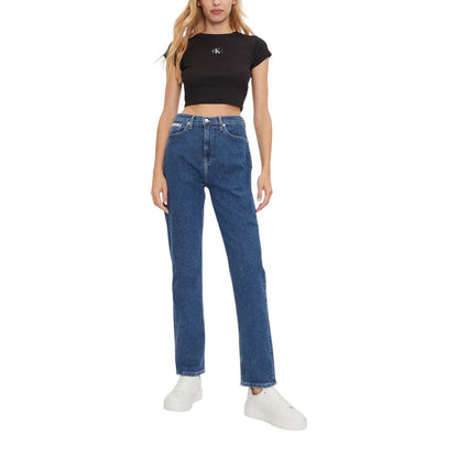 Jeans by Calvin Klein Jeans for women in stretch denim cotton blue features a refined silhouette with a refined skinny & slim, defined by a and a refined long for a refined finish.