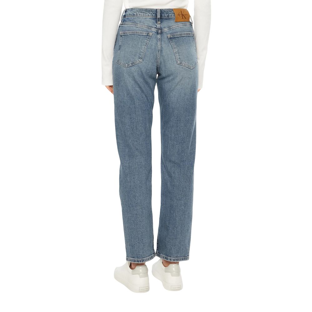 Jeans by Calvin Klein Jeans for women in stretch denim cotton blue features a polished silhouette with a polished skinny & slim, reaching a polished long and finished with a polished .