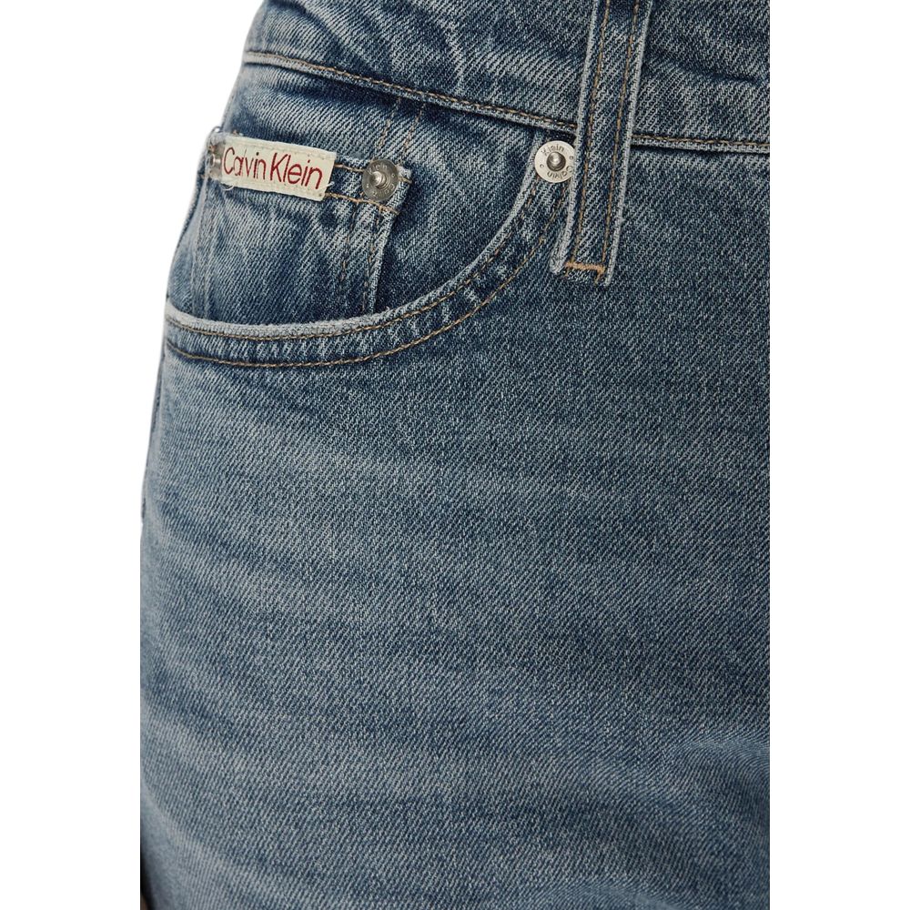 Jeans by Calvin Klein Jeans for women in stretch denim cotton blue presents a tailored silhouette, showcasing a tailored skinny & slim and long cut with a refined for a truly tailored aesthetic.