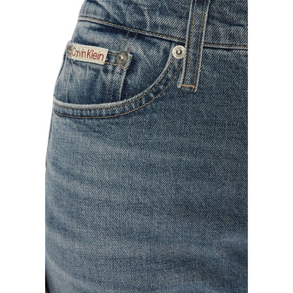 Jeans by Calvin Klein Jeans for women in stretch denim cotton blue presents a tailored silhouette, showcasing a tailored skinny & slim and long cut with a refined for a truly tailored aesthetic.