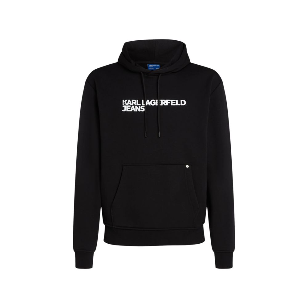 Hooded Hoodie by Karl Lagerfeld for men in cotton & kangaroo black features a authentic silhouette, showcasing a sophisticated hooded neckline and authentic detail for a refined finish.