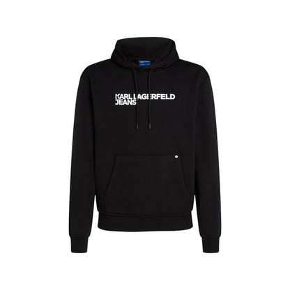 Hooded Hoodie by Karl Lagerfeld for men in cotton & kangaroo black features a authentic silhouette, showcasing a sophisticated hooded neckline and authentic detail for a refined finish.