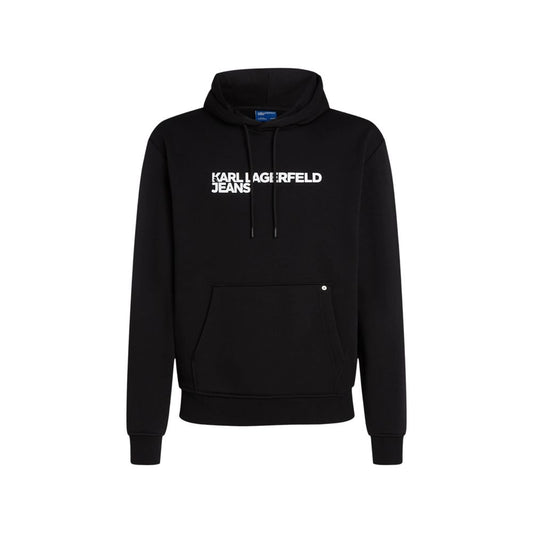 Hooded Hoodie by Karl Lagerfeld for men in cotton & kangaroo black features a authentic silhouette, showcasing a sophisticated hooded neckline and authentic detail for a refined finish.