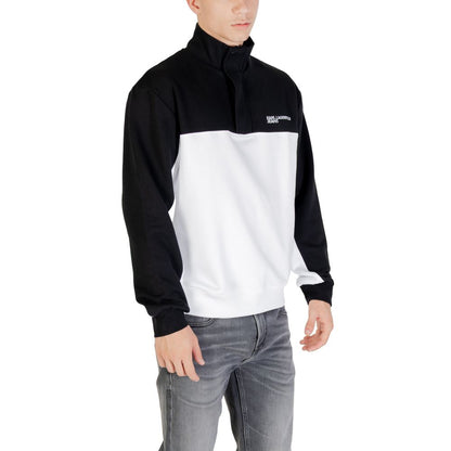 Activewear Sweatshirt by Karl Lagerfeld for men in cotton polyester & horn black, horn & white features an contemporary silhouette with , refined detailing, and an contemporary high-collar neckline for a sophisticated performance look.