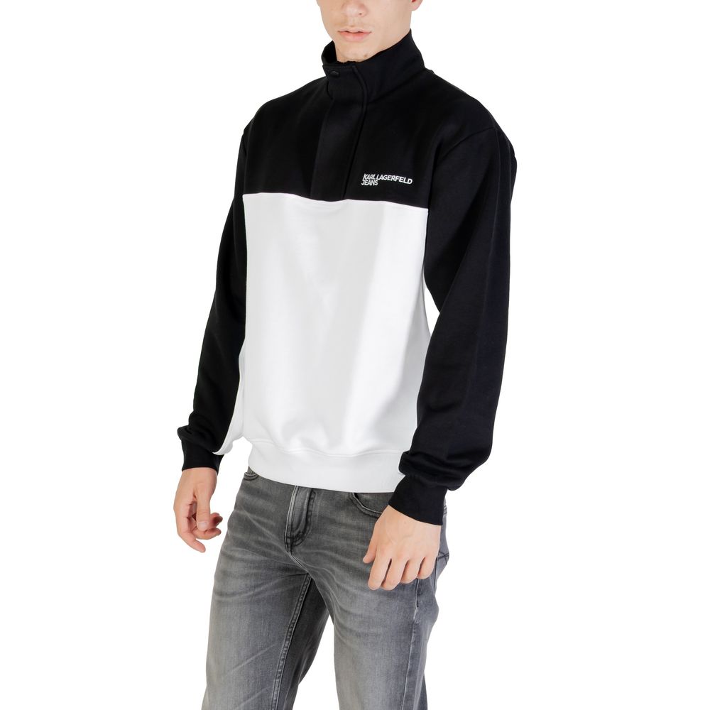Activewear Sweatshirt by Karl Lagerfeld for men in cotton polyester & horn black, horn & white presents a dynamic silhouette, featuring a dynamic high-collar neckline and detailed with functional .