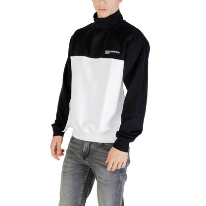 Activewear Sweatshirt by Karl Lagerfeld for men in cotton polyester & horn black, horn & white presents a dynamic silhouette, featuring a dynamic high-collar neckline and detailed with functional .