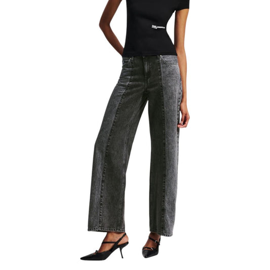 Jeans by Karl Lagerfeld for women in denim cotton black features an sophisticated mid rise and relaxed-fit & wide with a precise long, creating a sophisticated and sophisticated silhouette.