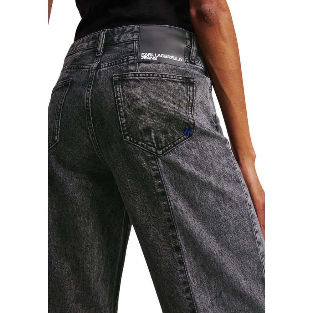 Jeans by Karl Lagerfeld for women in denim cotton black features a polished silhouette with a polished relaxed-fit & wide, reaching a polished long and finished with a polished mid rise.