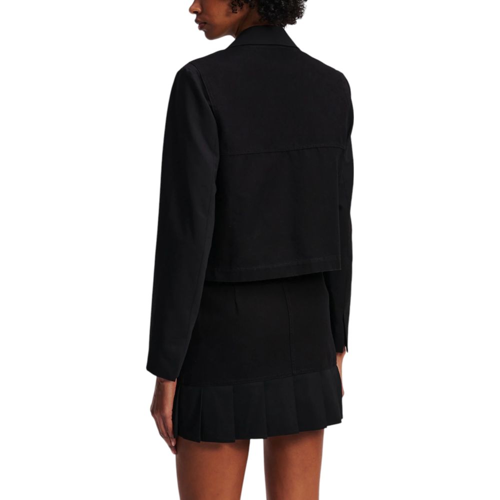 Blazer by Karl Lagerfeld for women in stretch polyester cotton black features an sartorial silhouette, showcasing a sophisticated and sartorial for a truly sartorial finish.