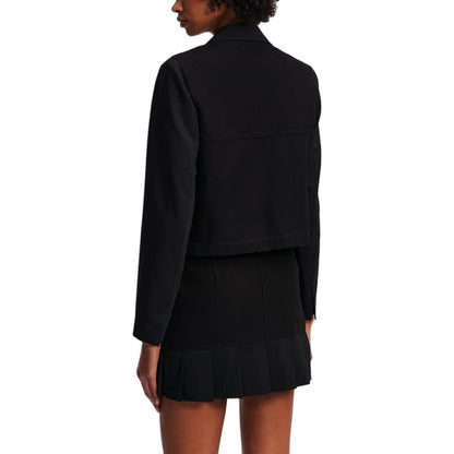 Blazer by Karl Lagerfeld for women in stretch polyester cotton black features an sartorial silhouette, showcasing a sophisticated and sartorial for a truly sartorial finish.