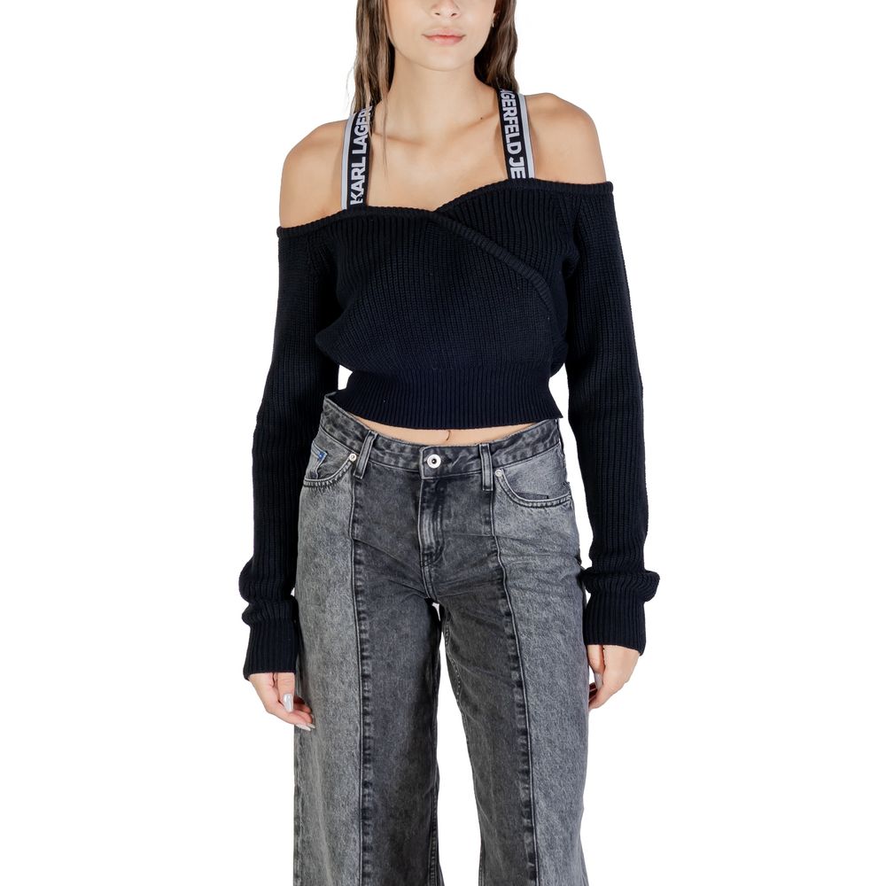 Sweatshirt by Karl Lagerfeld for women in wool cotton black features an enviable silhouette, showcasing a premium and refined for a truly enviable finish.