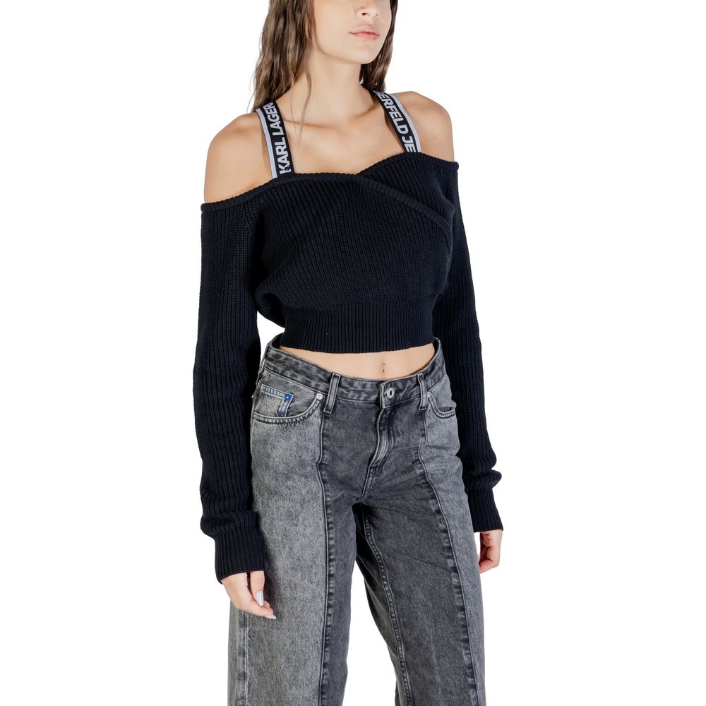 Sweatshirt by Karl Lagerfeld for women in wool cotton black presents a smart casual silhouette, featuring a smart casual and for a sophisticated look.